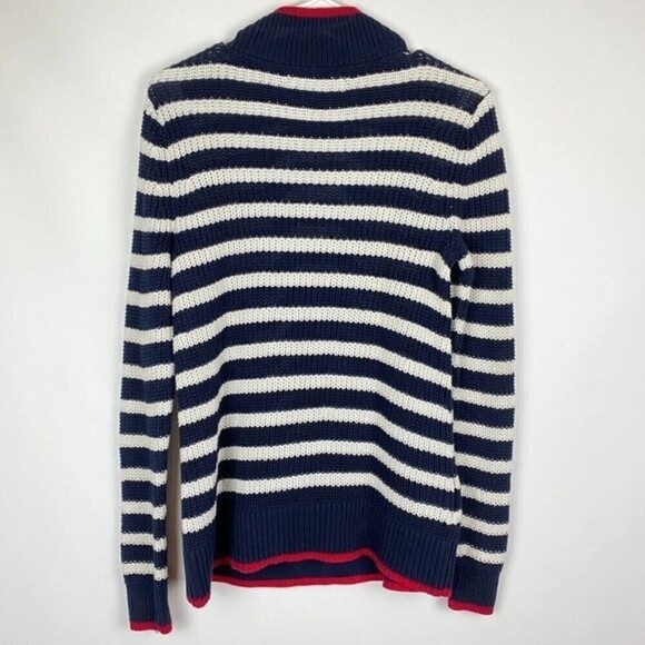 Loft Sweater Womens Small Blue White Striped Pullover Knit Sweater Casual - Picture 3 of 10